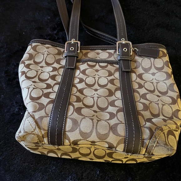 Coach Handbags - GENUINE COACH F12645 JAQUARD HAMPTON SHOULDER BAG Approx 10.5 inches tall